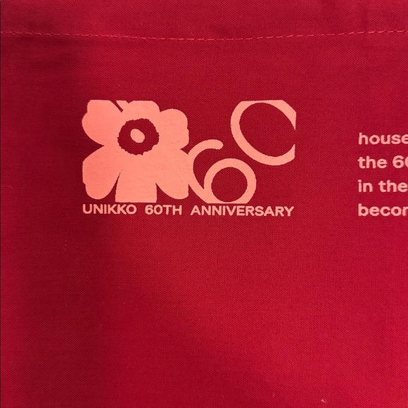 Marimekko Unikko Poppy 60th Anniversary Tote Bag 100% Organic Cotton Red Coral - Picture 4 of 5